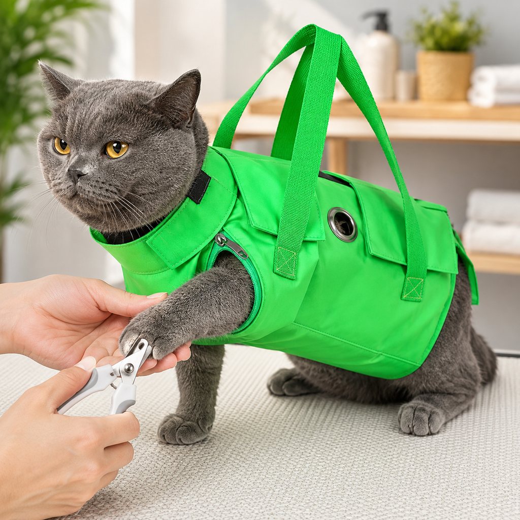 Multi-Use Cat Carrier and Grooming Bag with Paw Access