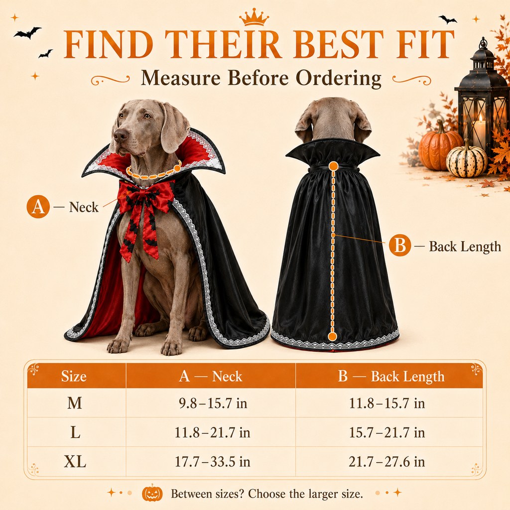 Vampire Dog Cape Halloween Costume with Stand-Up Collar