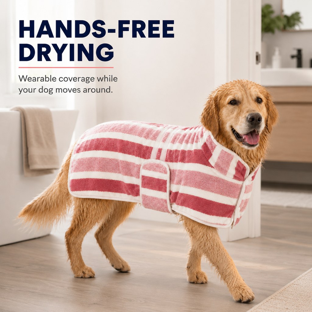 Wearable Microfiber Dog Drying Towel for Bath & Rain