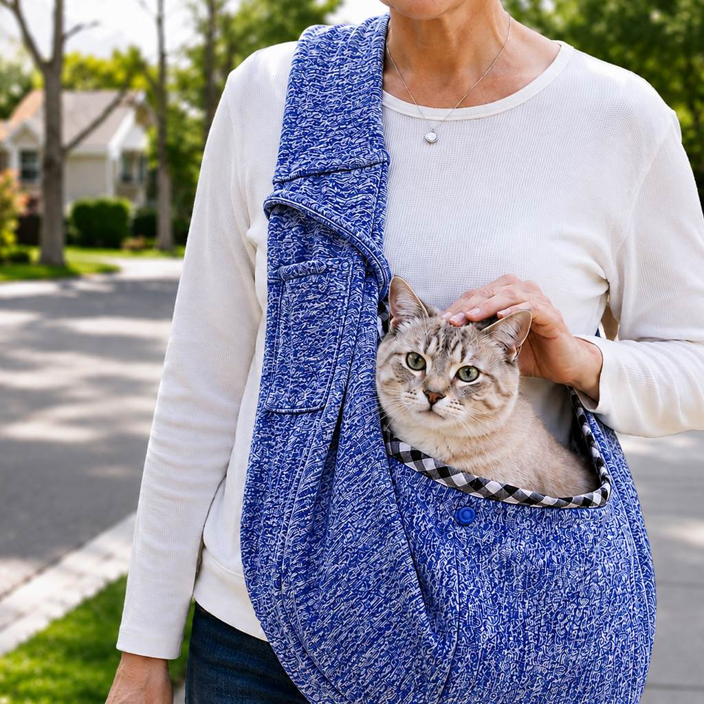 Hands-Free Pet Sling Carrier with Wide Shoulder Strap