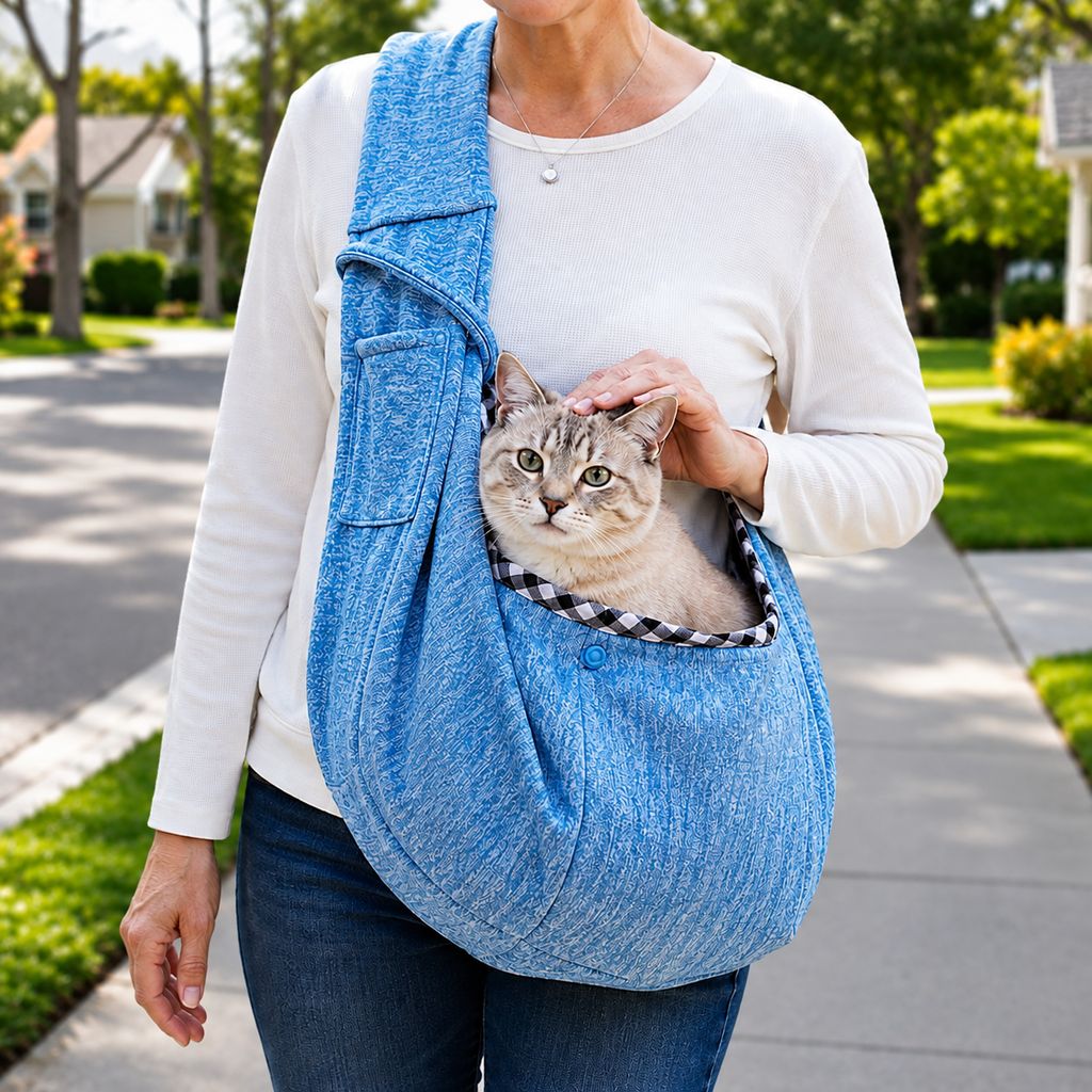 Hands-Free Pet Sling Carrier with Wide Shoulder Strap