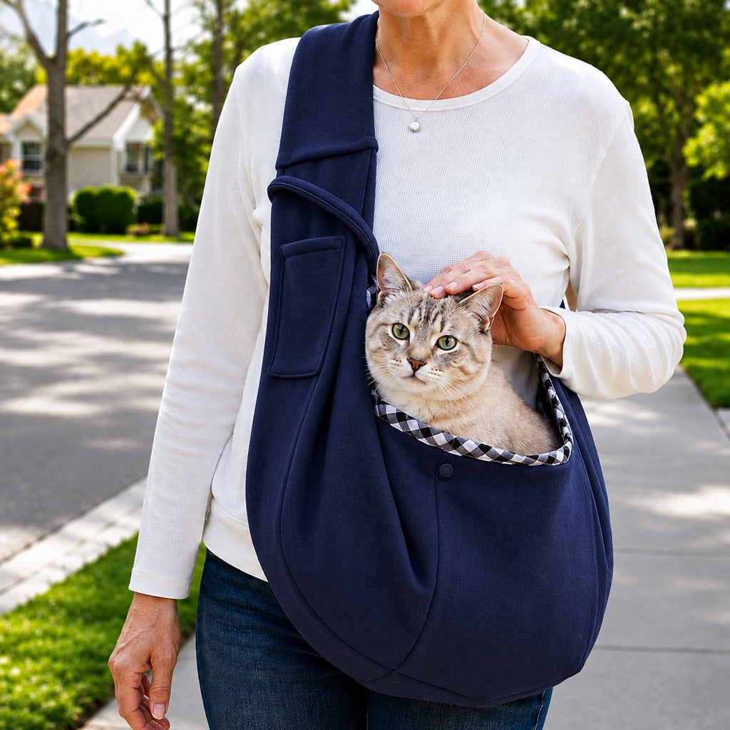 Hands-Free Pet Sling Carrier with Wide Shoulder Strap