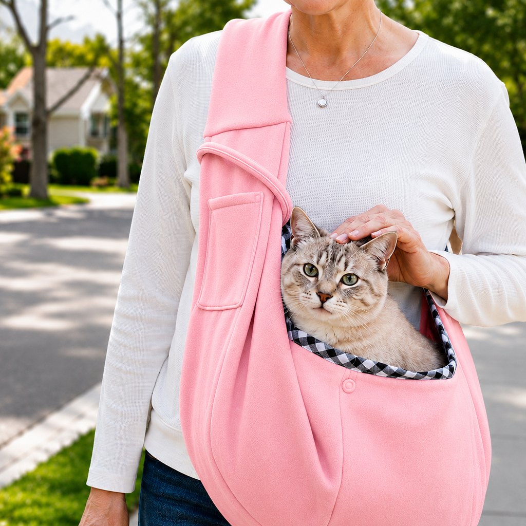 Hands-Free Pet Sling Carrier with Wide Shoulder Strap