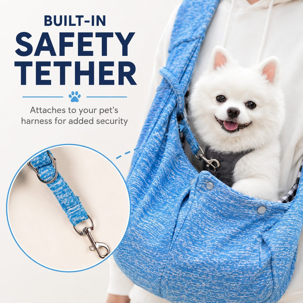 Hands-Free Pet Sling Carrier with Wide Shoulder Strap