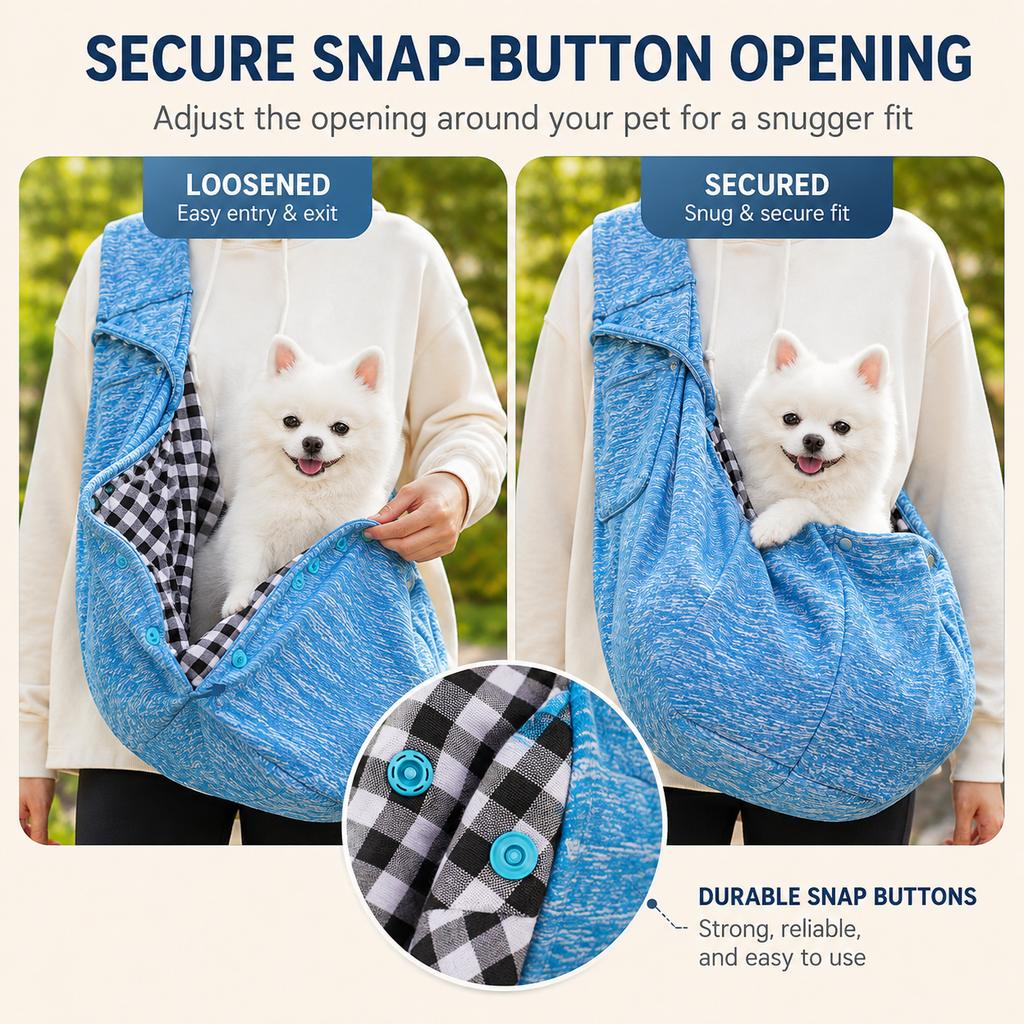Hands-Free Pet Sling Carrier with Wide Shoulder Strap