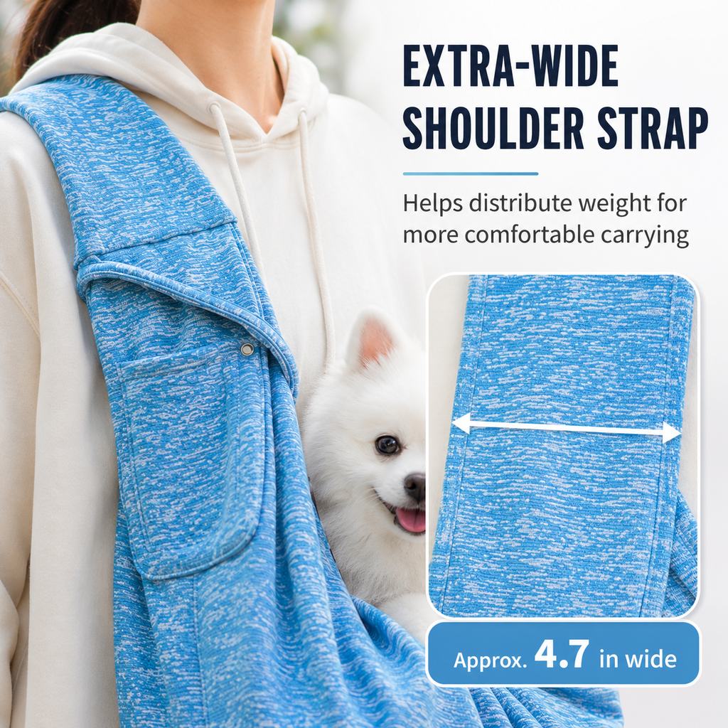 Hands-Free Pet Sling Carrier with Wide Shoulder Strap
