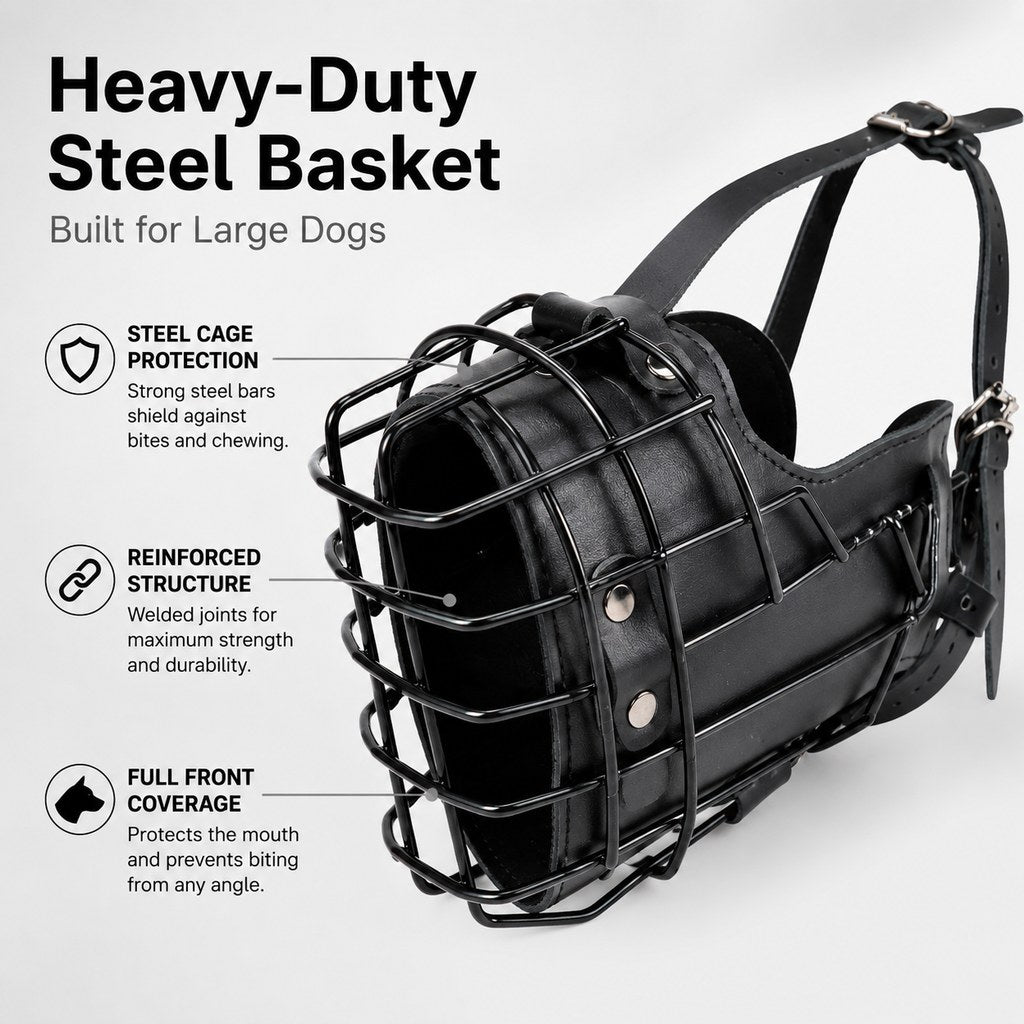 Steel Basket Dog Muzzle for Large Dogs on Walks