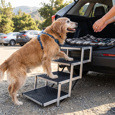 Folding Aluminium Dog Stairs - 5 Steps