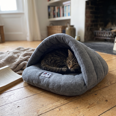 Fleece Cave Sleeping Bag Pet Bed for Burrowers - Bamboo charcoal color