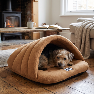 Fleece Cave Sleeping Bag Pet Bed for Burrowers - Camel color
