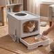 Foldable Top Exit Covered Cat Litter Box, Large Grey