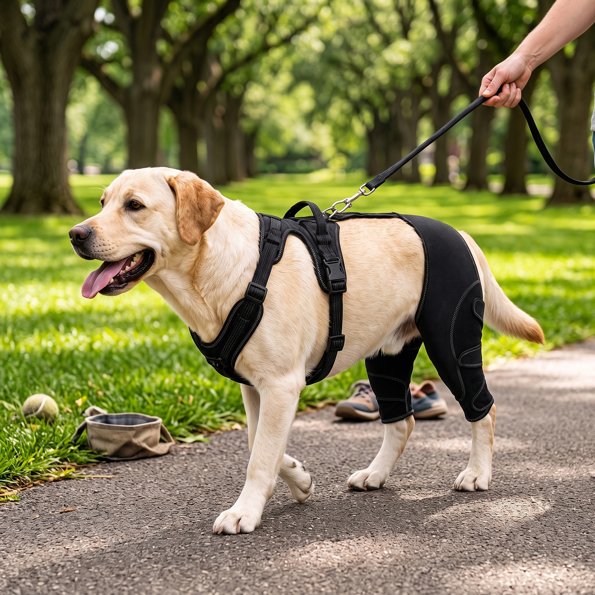 Dual Rear Leg Dog Brace - Black