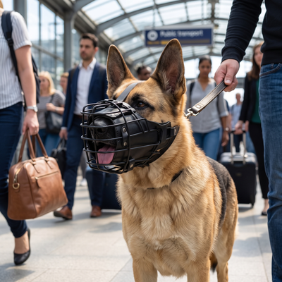 Steel Basket Dog Muzzle - Black