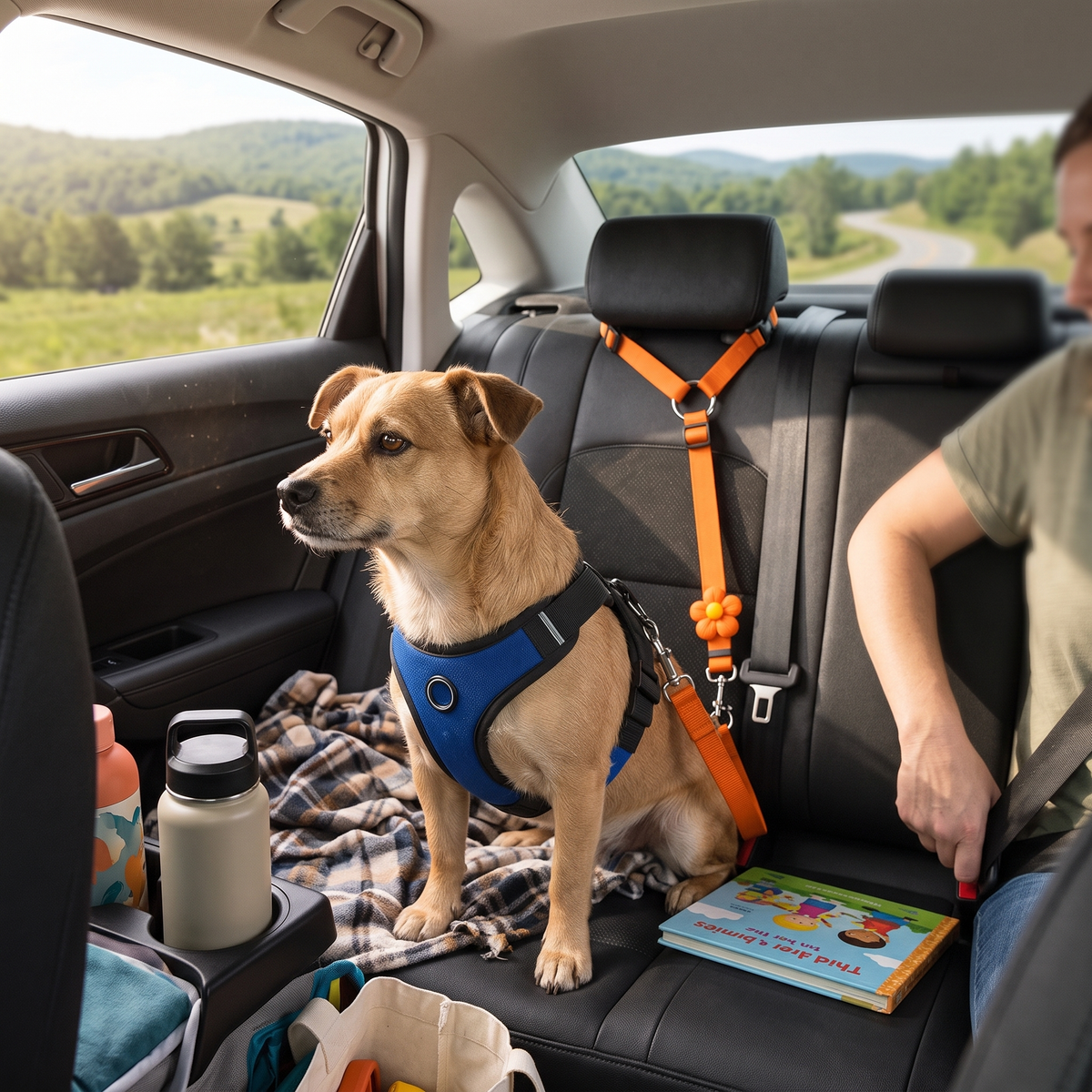 Adjustable Dog Car Seat Belt - Orange