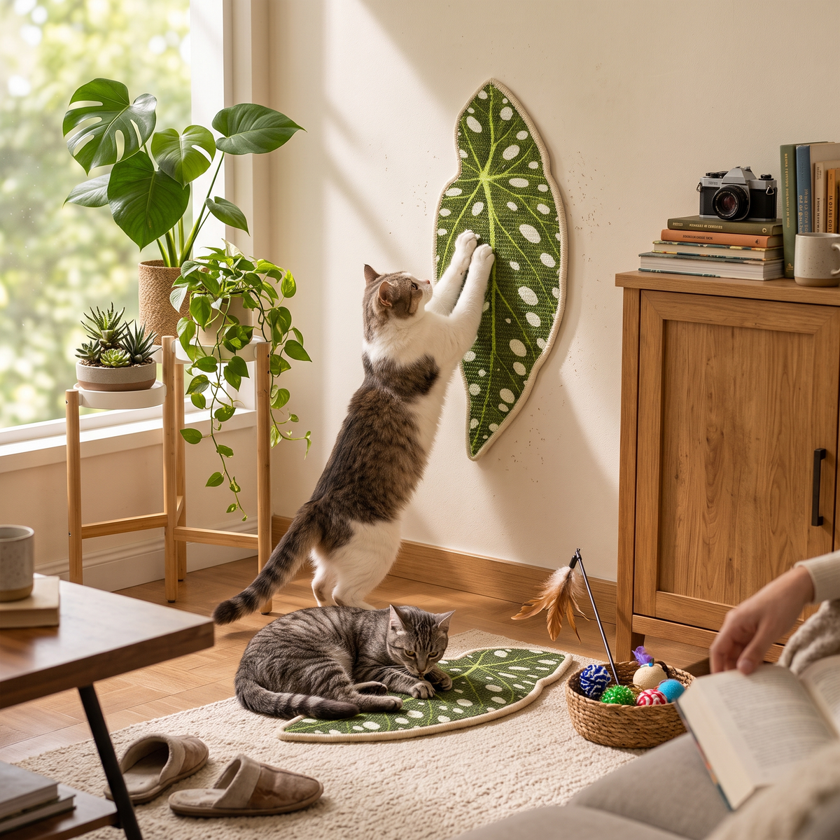 Botanical Sisal Cat Scratcher Mat - Begonia Leaf