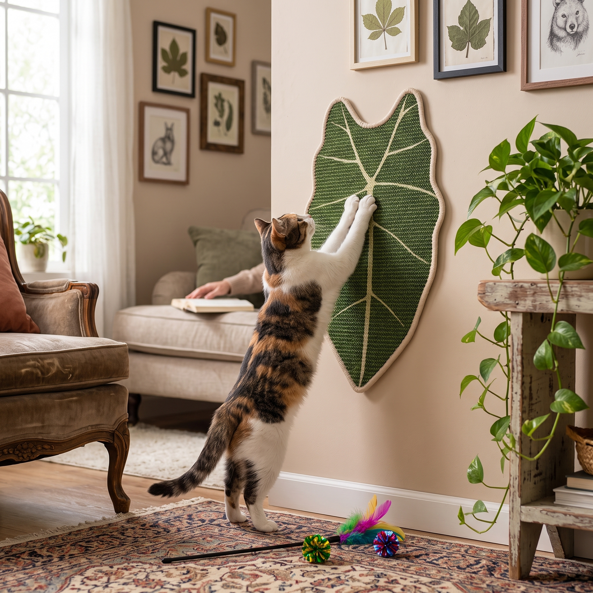 Botanical Sisal Cat Scratcher Mat - Alocasia Leaf