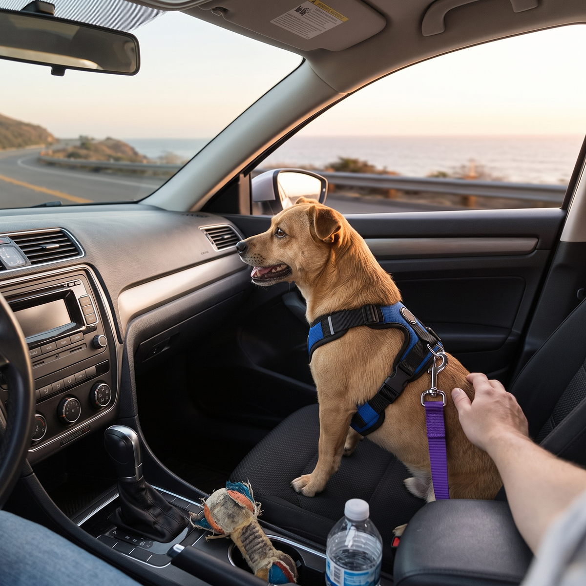 Adjustable Dog Car Seat Belt - Purple