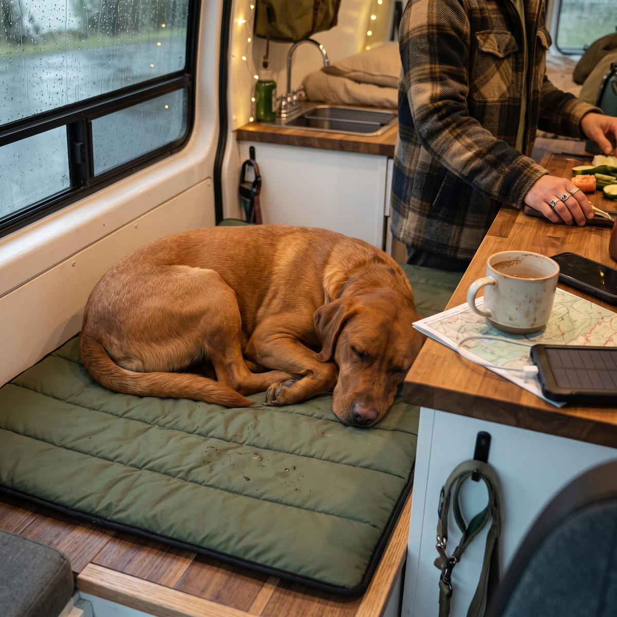 Roll-Up Dog Travel Mat - Olive Green