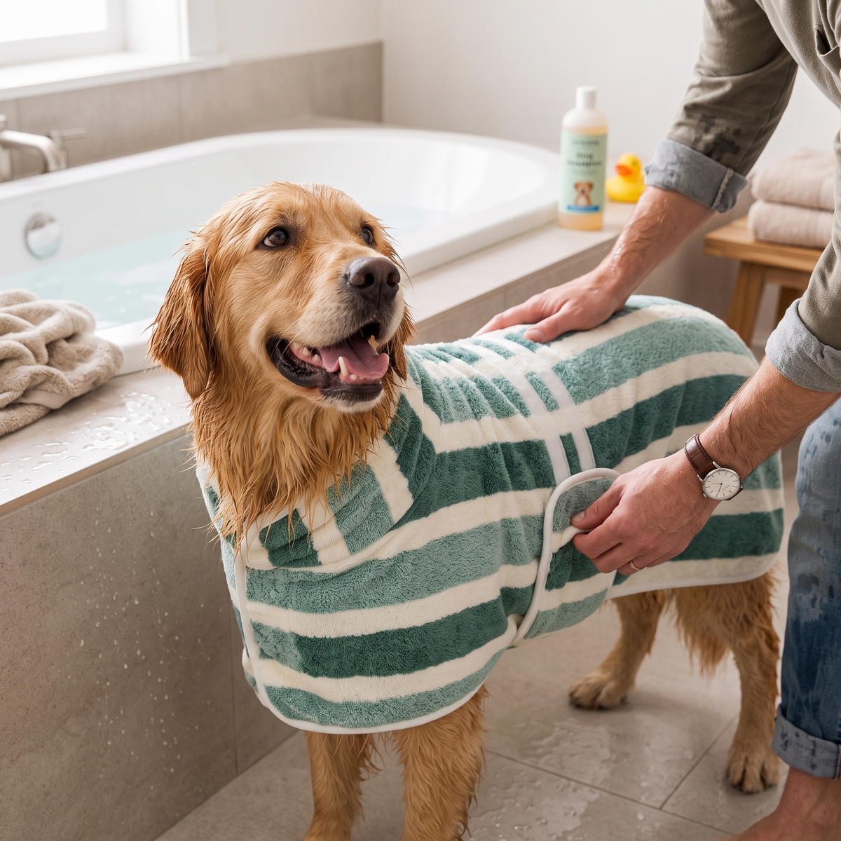 Wearable Microfiber Dog Drying Towel - Green