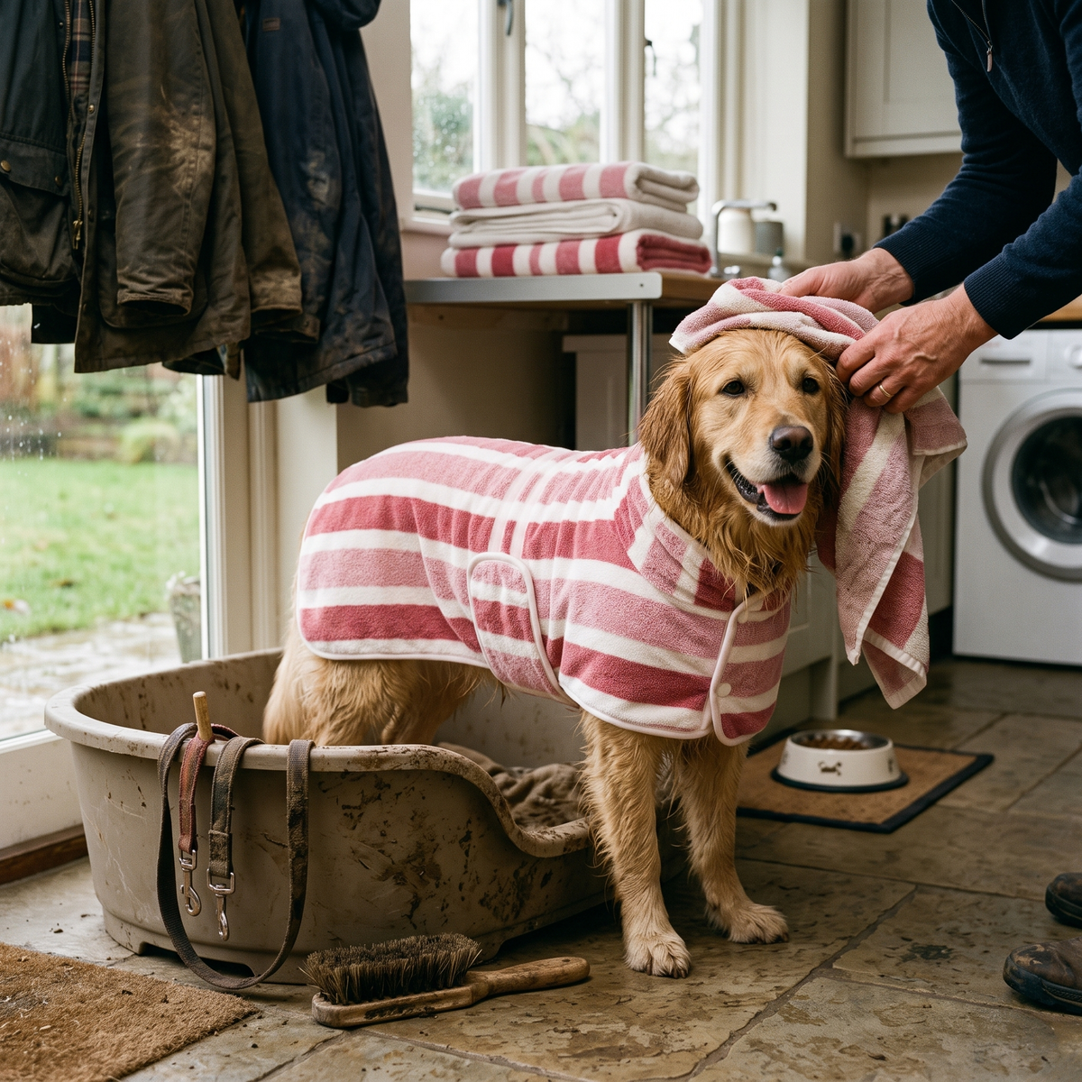 Wearable Microfiber Dog Drying Towel - Pink