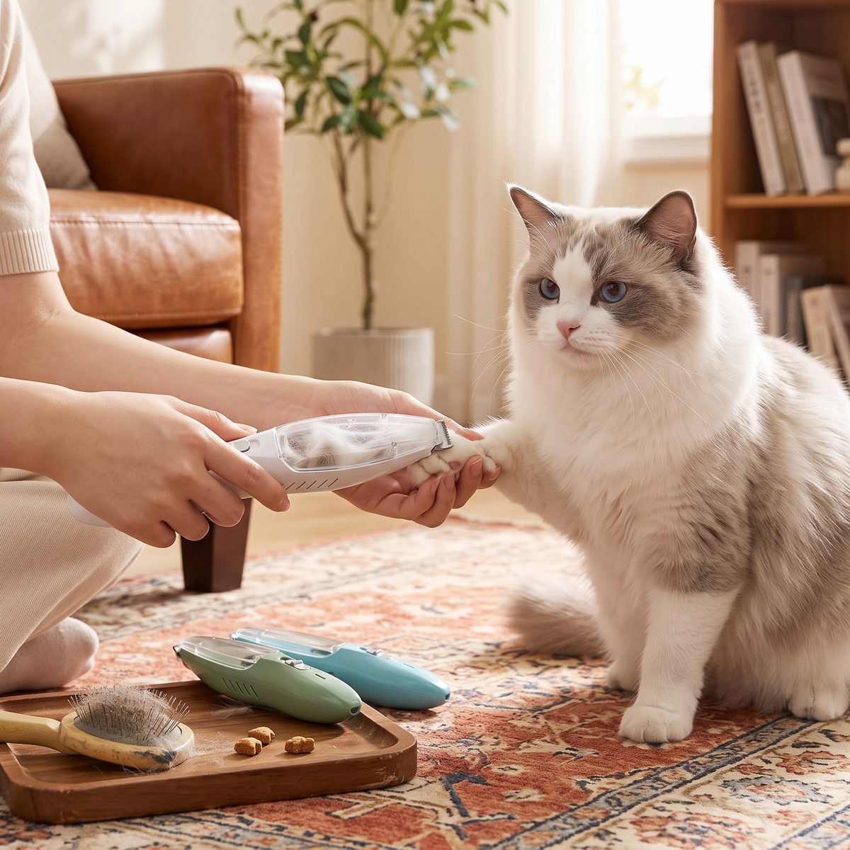 Pet Paw Trimmer with Built-In Vacuum for Cats & Dogs