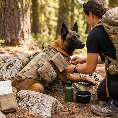 TrailGuard Tactical Dog Backpack Harness for Hiking - Camo