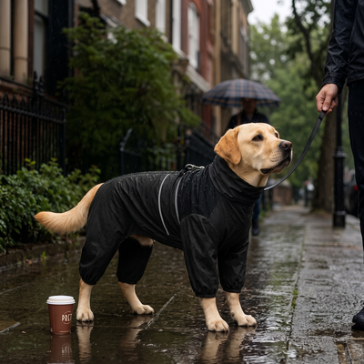 Full-Body Waterproof Dog Rain Suit for Muddy Walks - Black