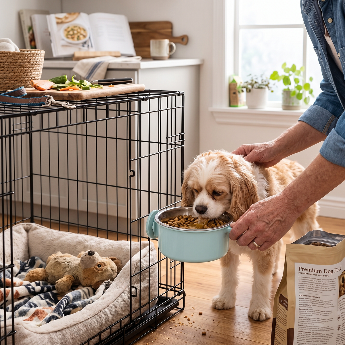 Crate-Mounted Stainless Steel Pet Bowl for Kennels - Mint Green