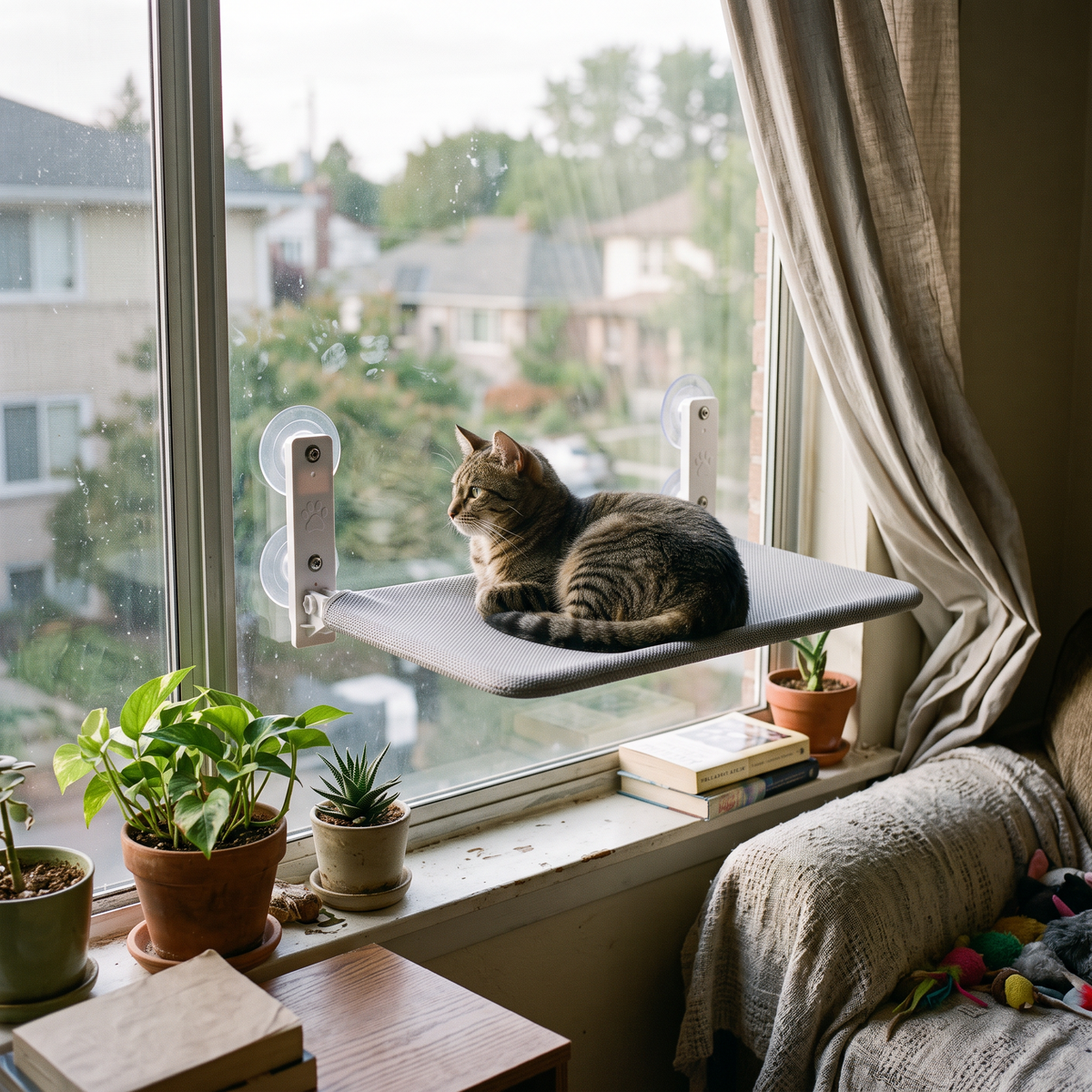Foldable Cat Window Hammock – Gray Mesh