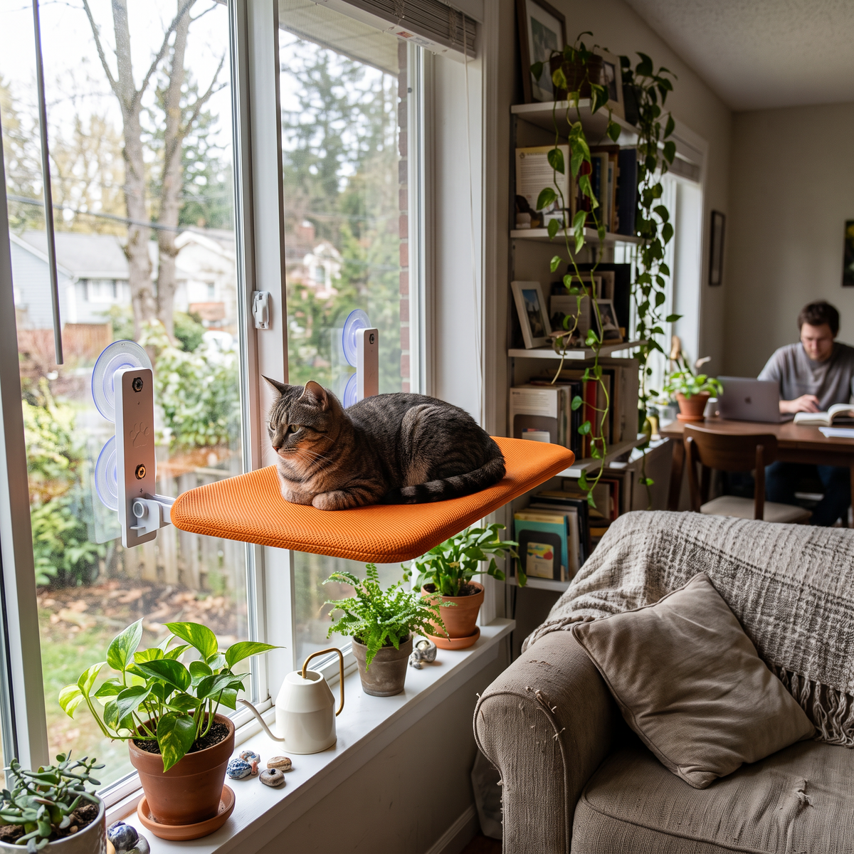 Foldable Cat Window Hammock – Yellow Mesh