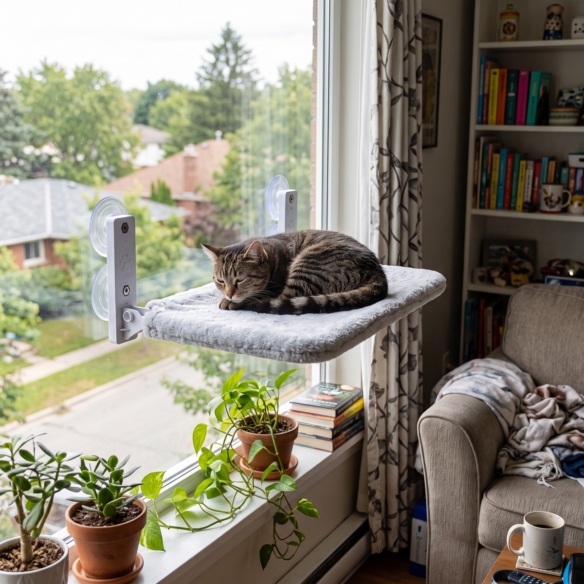 Foldable Cat Window Hammock – Faux Rabbit Plush