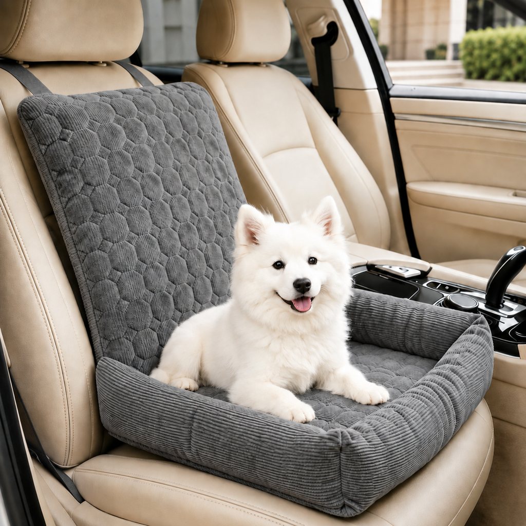 High Back Corduroy Pet Car Seat Bed