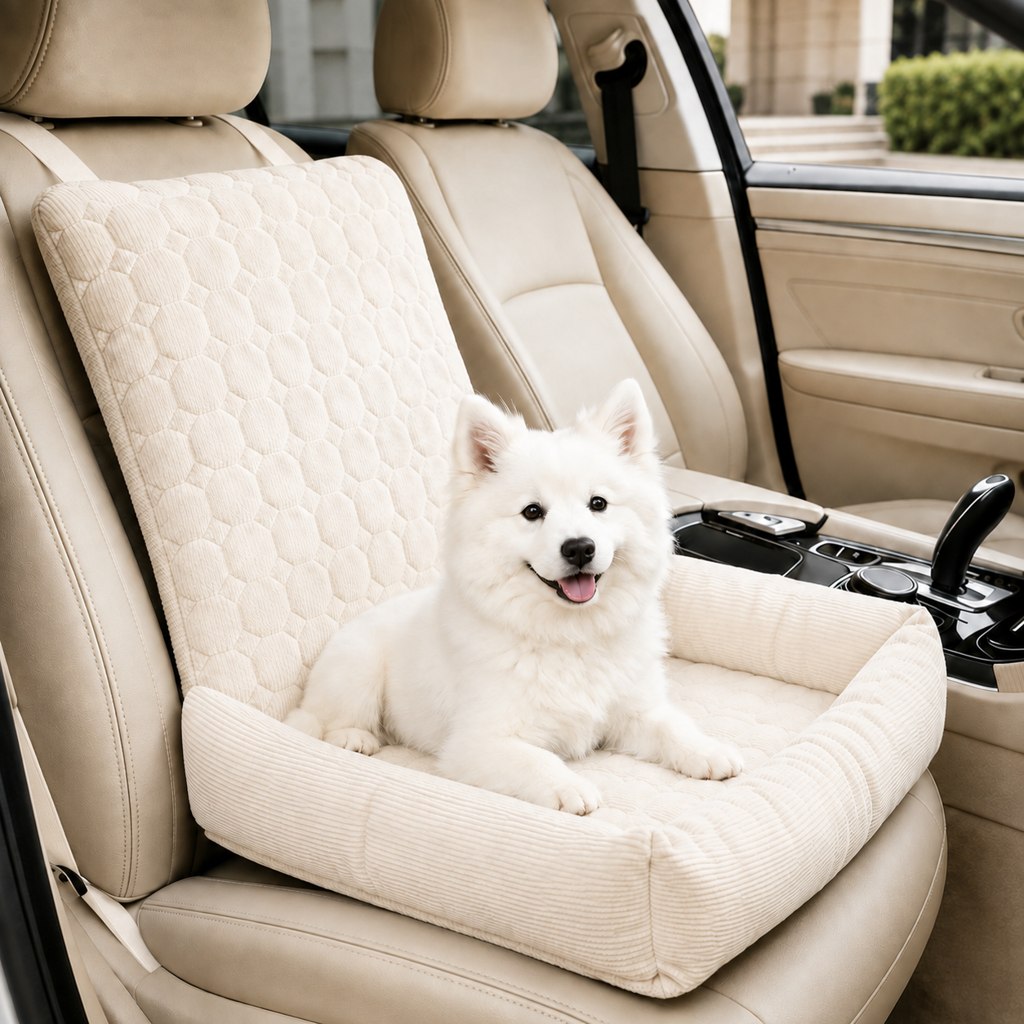 High Back Corduroy Pet Car Seat Bed