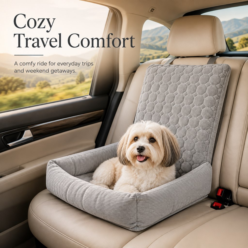 High Back Corduroy Pet Car Seat Bed