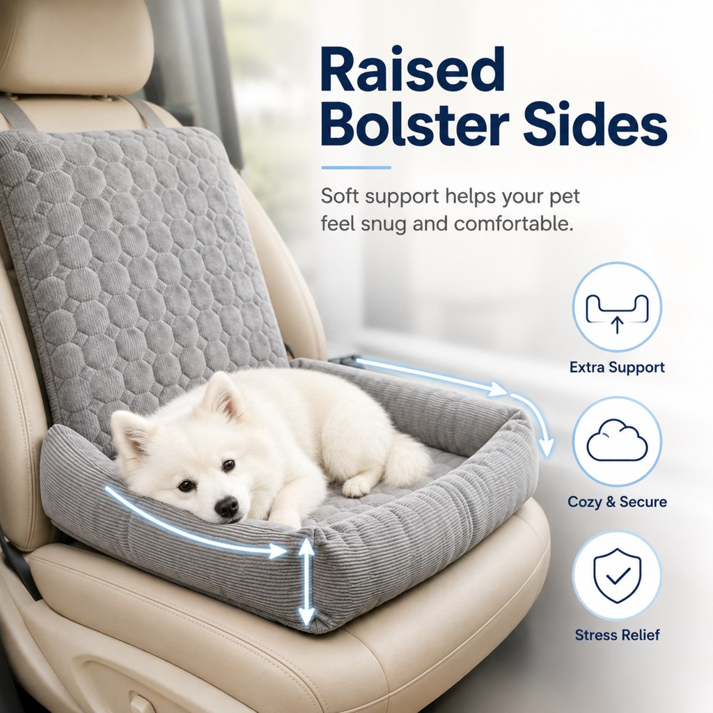 High Back Corduroy Pet Car Seat Bed