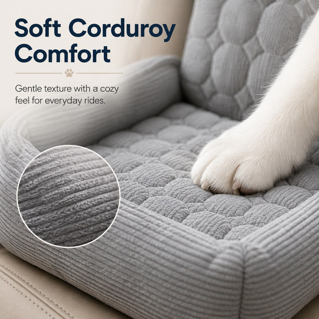 High Back Corduroy Pet Car Seat Bed