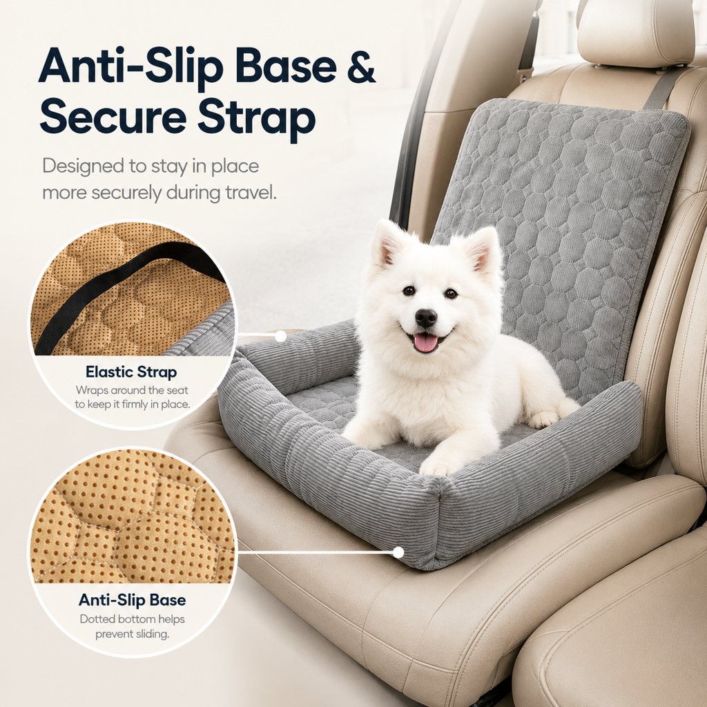 High Back Corduroy Pet Car Seat Bed