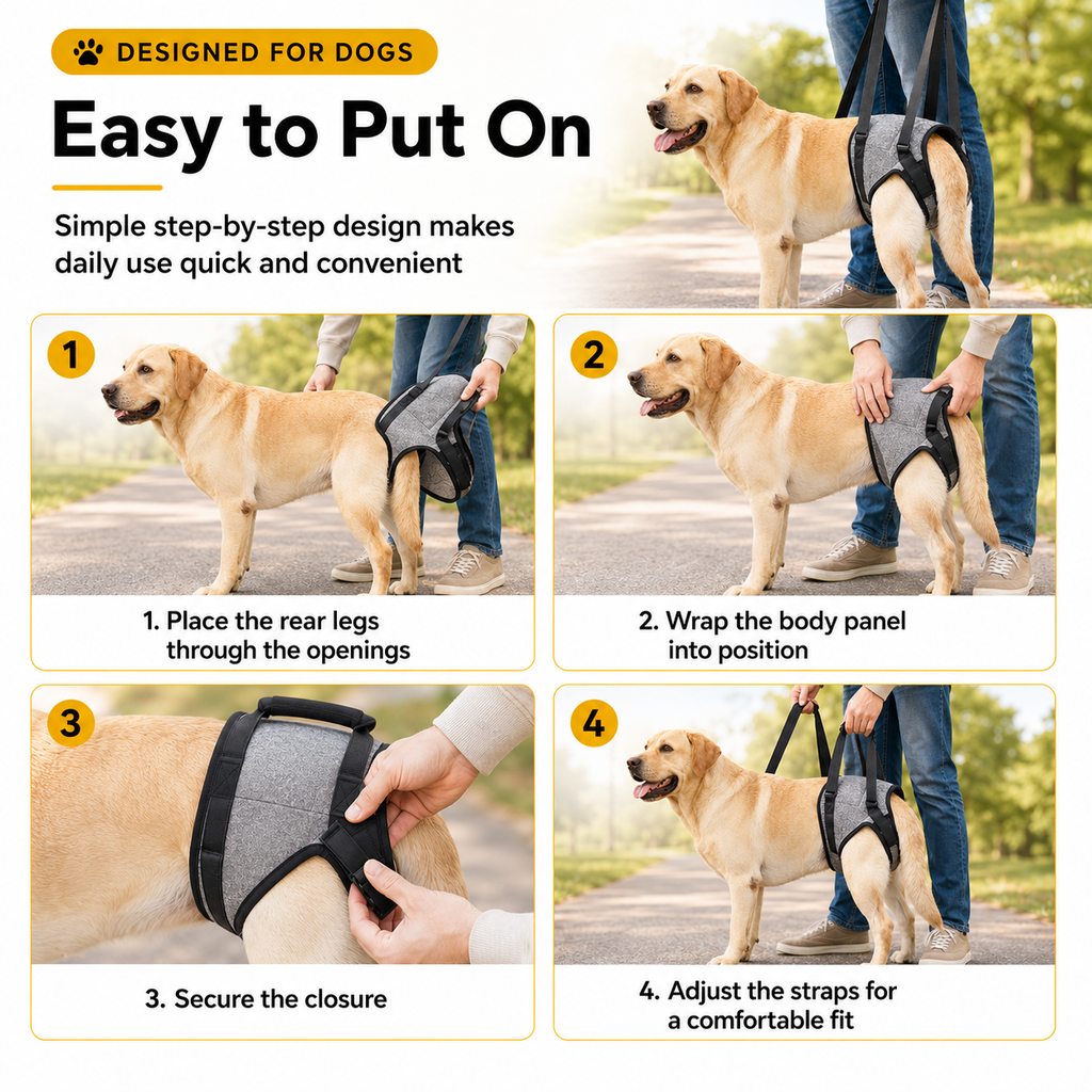 Rear Support Dog Sling Harness for Stairs & Car Rides
