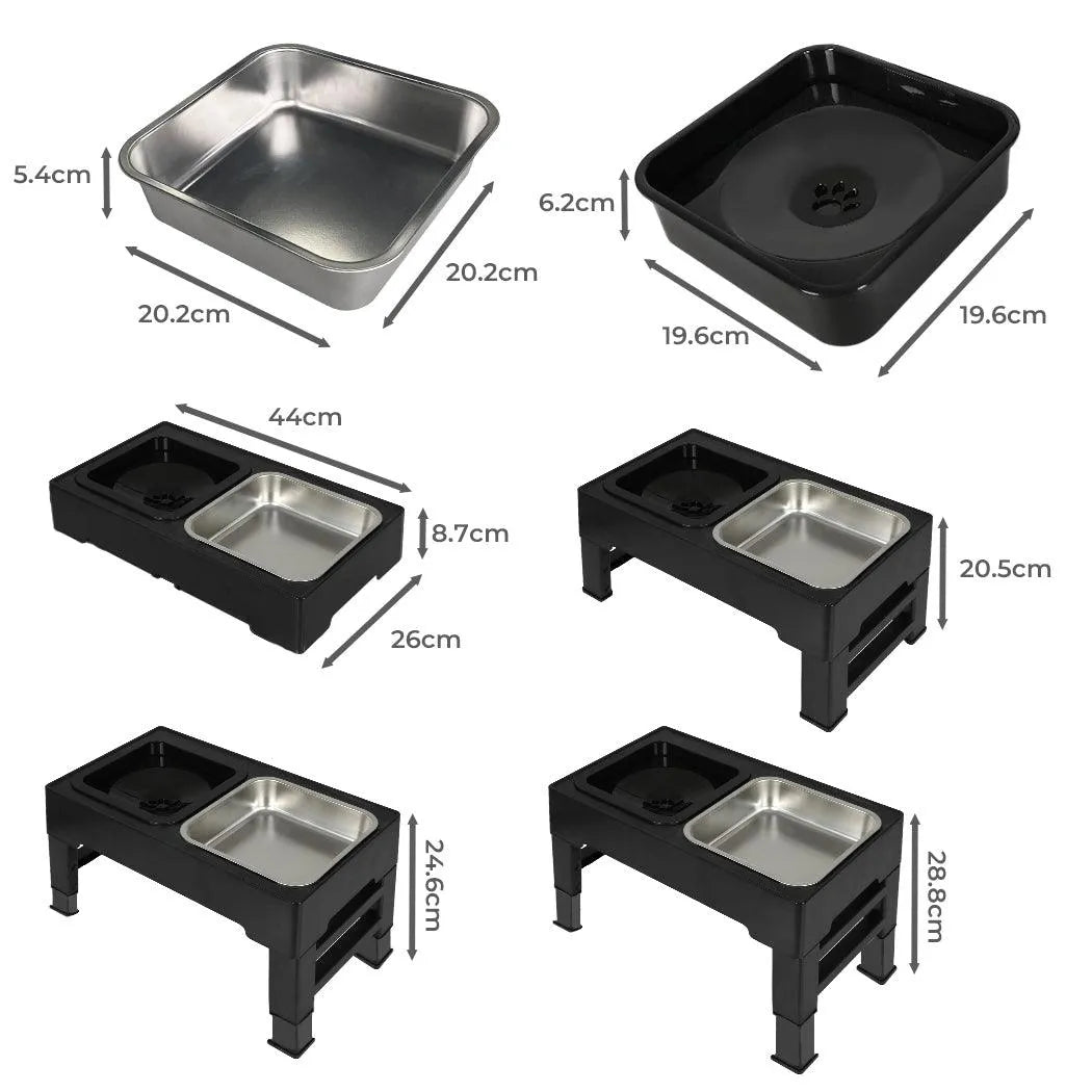 Adjustable Elevated Pet Feeder with Stainless Steel Bowls