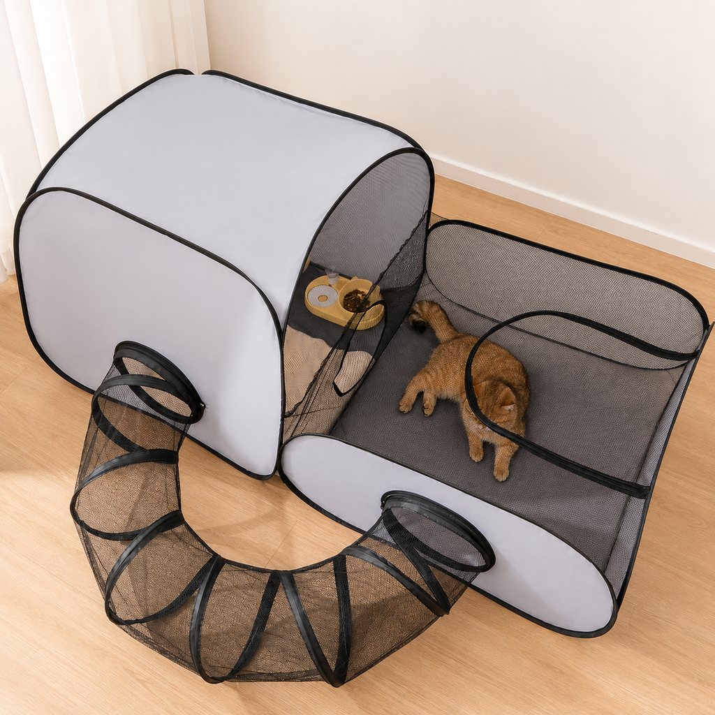 Indoor Cat Playpen with Tunnel & Resting Tent