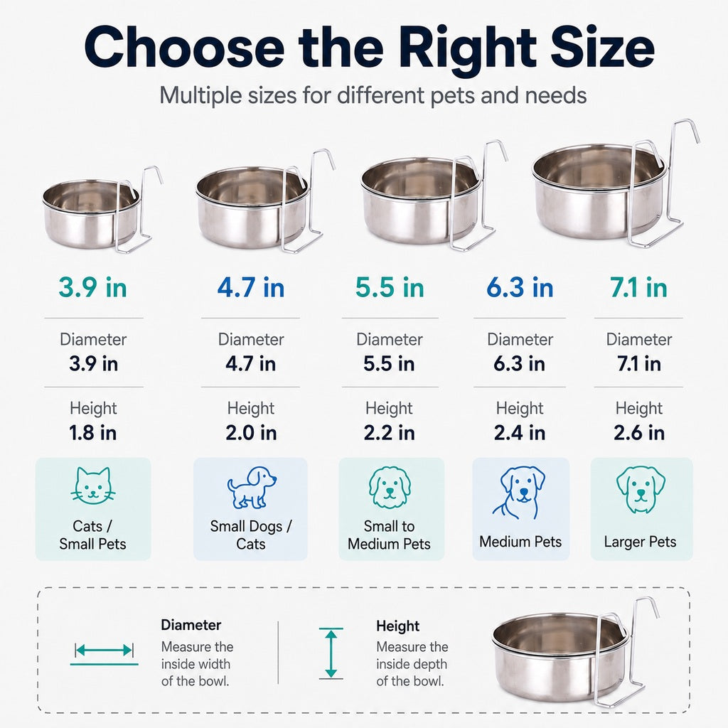 Inside-Crate Stainless Steel Hanging Pet Bowl