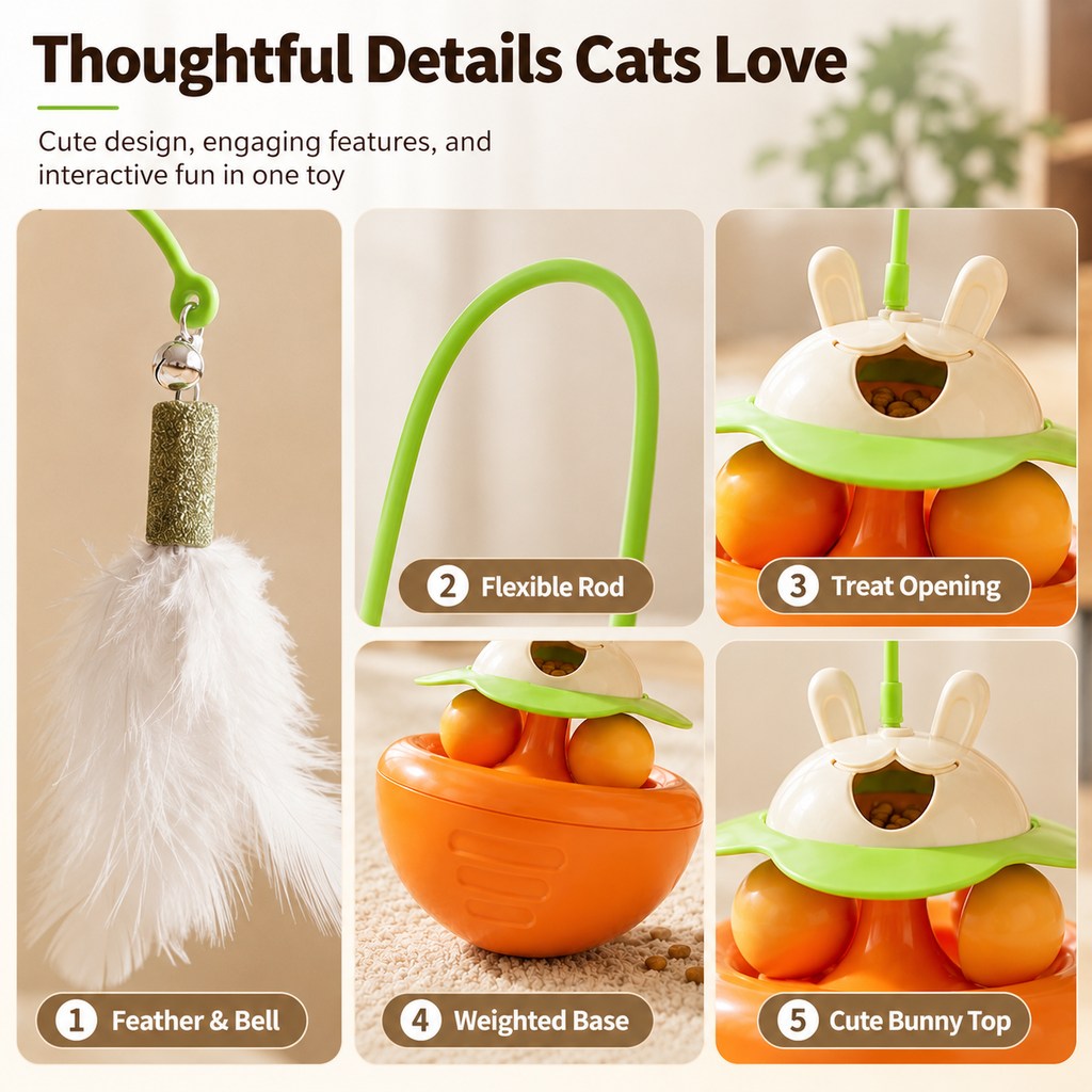 Interactive Wobble Cat Toy with Treat Dispenser