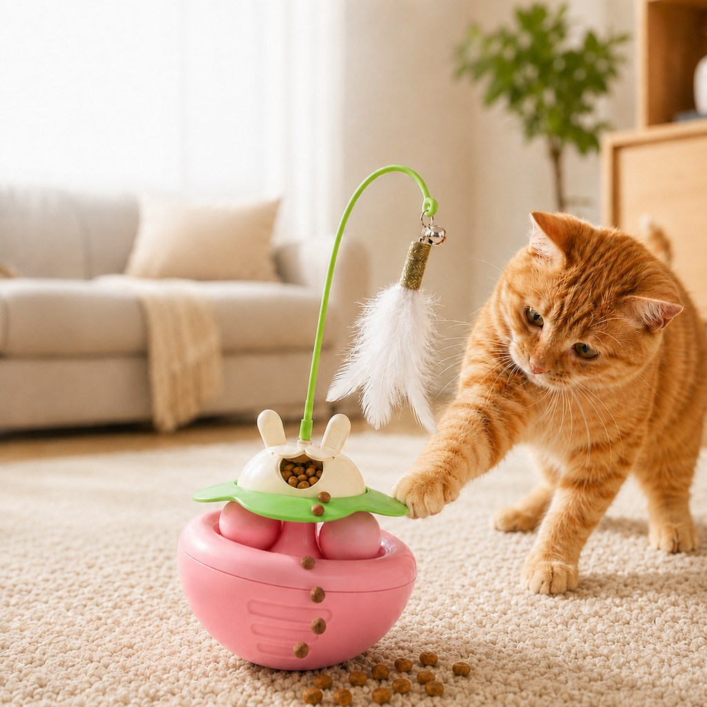 Interactive Wobble Cat Toy with Treat Dispenser