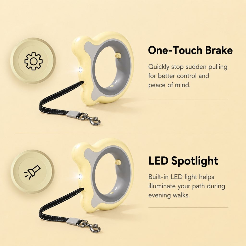Retractable Dog Leash with Reflective Tape