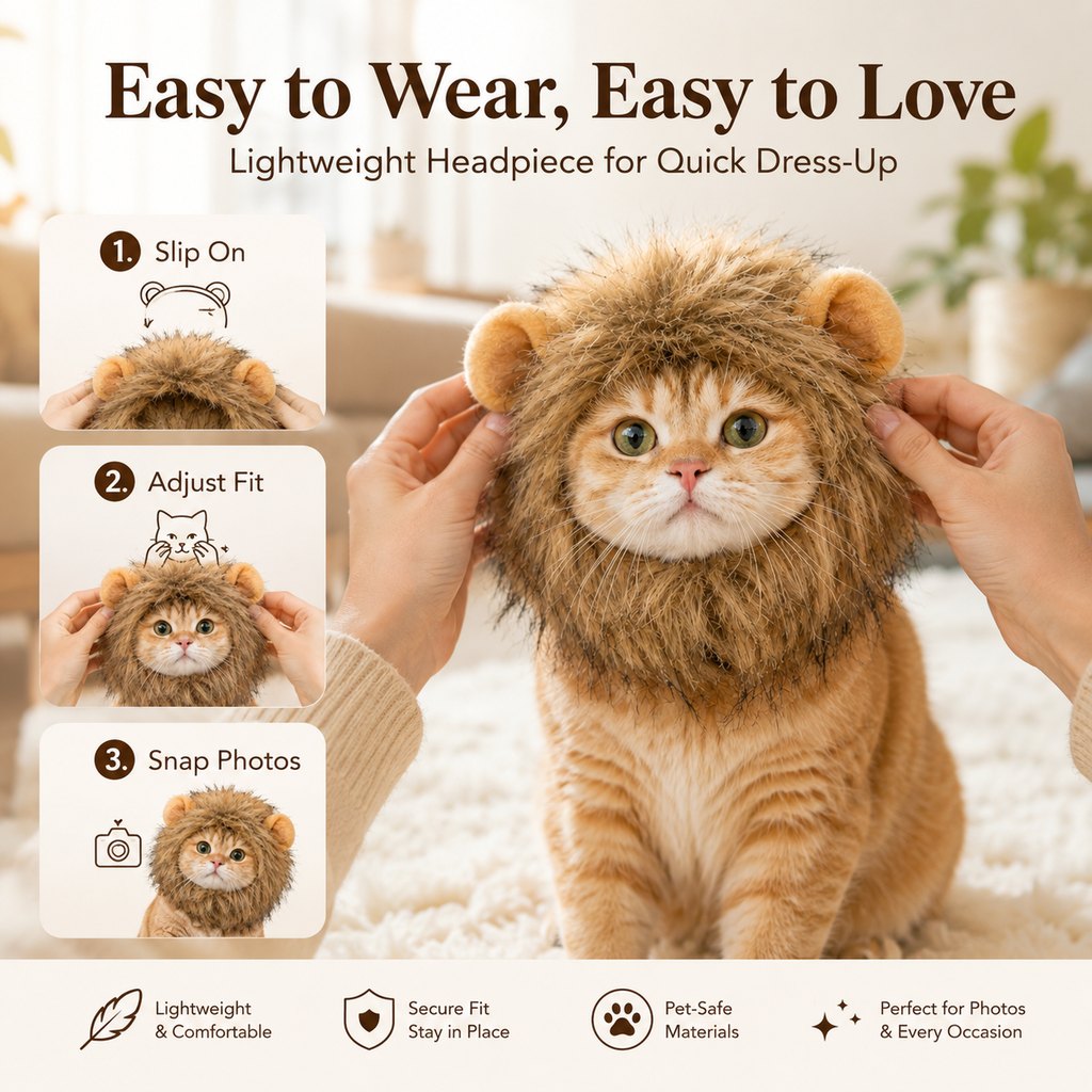 Lion Mane Costume Headpiece for Cats & Small Dogs