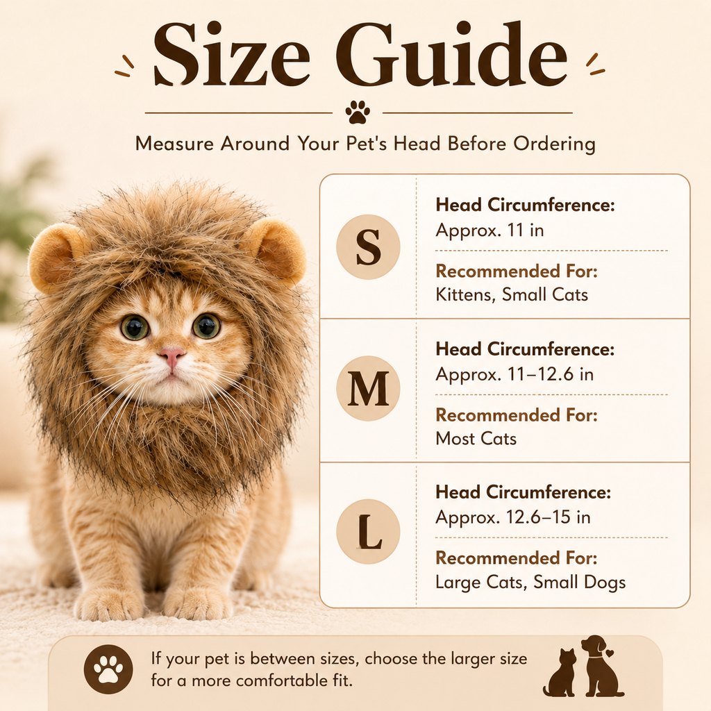 Lion Mane Costume Headpiece for Cats & Small Dogs