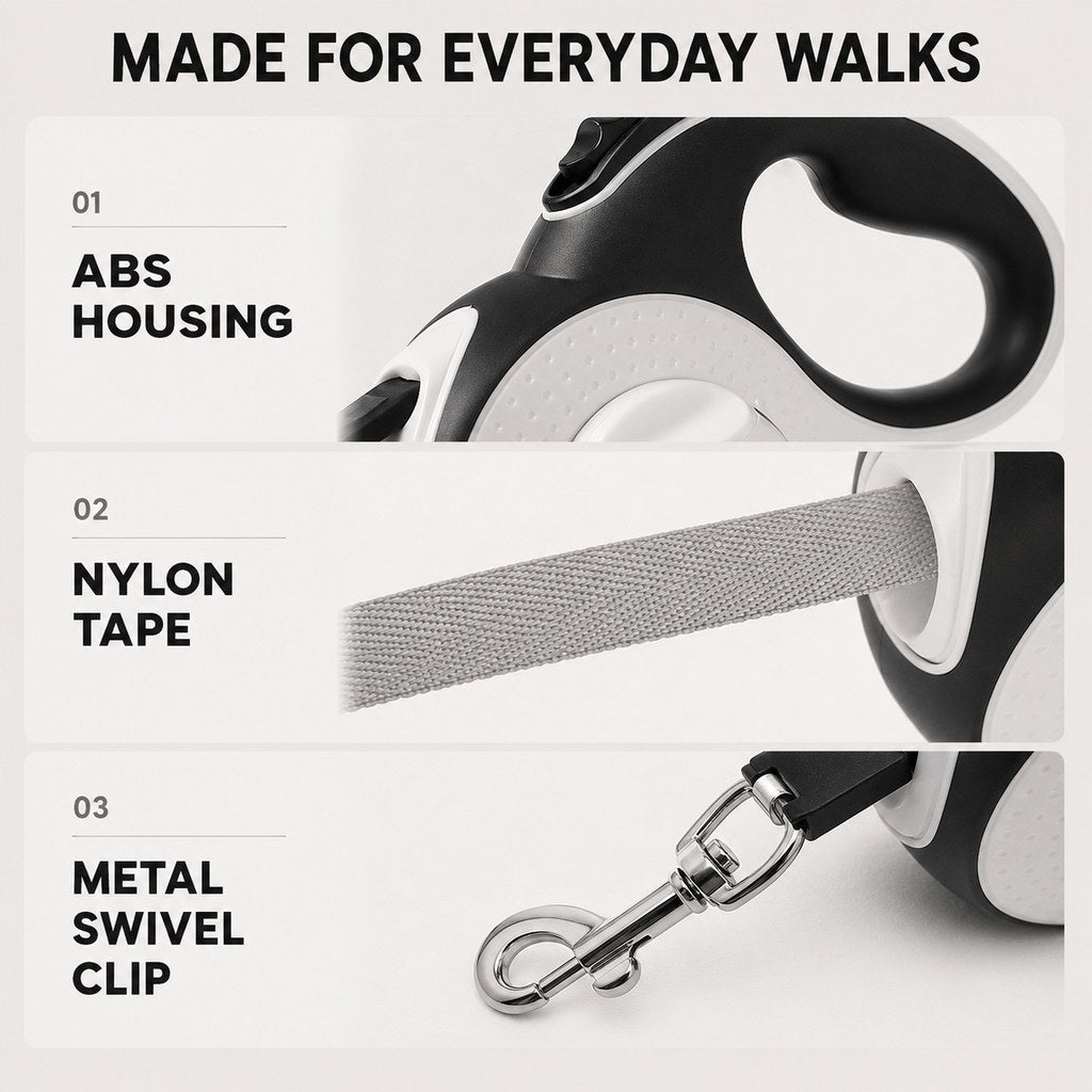 LED Retractable Dog Leash with Path Light