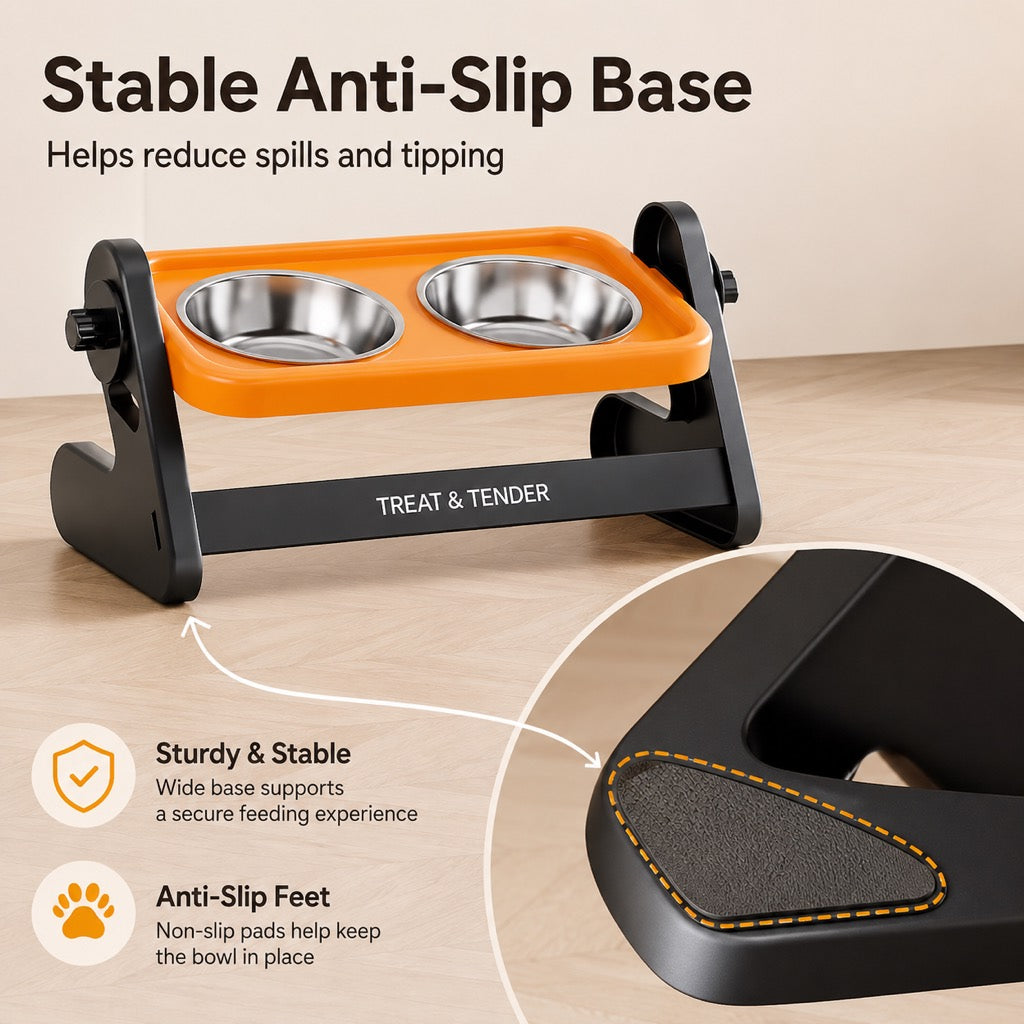 Adjustable Elevated Stainless Steel Bowls for Cats and Dogs