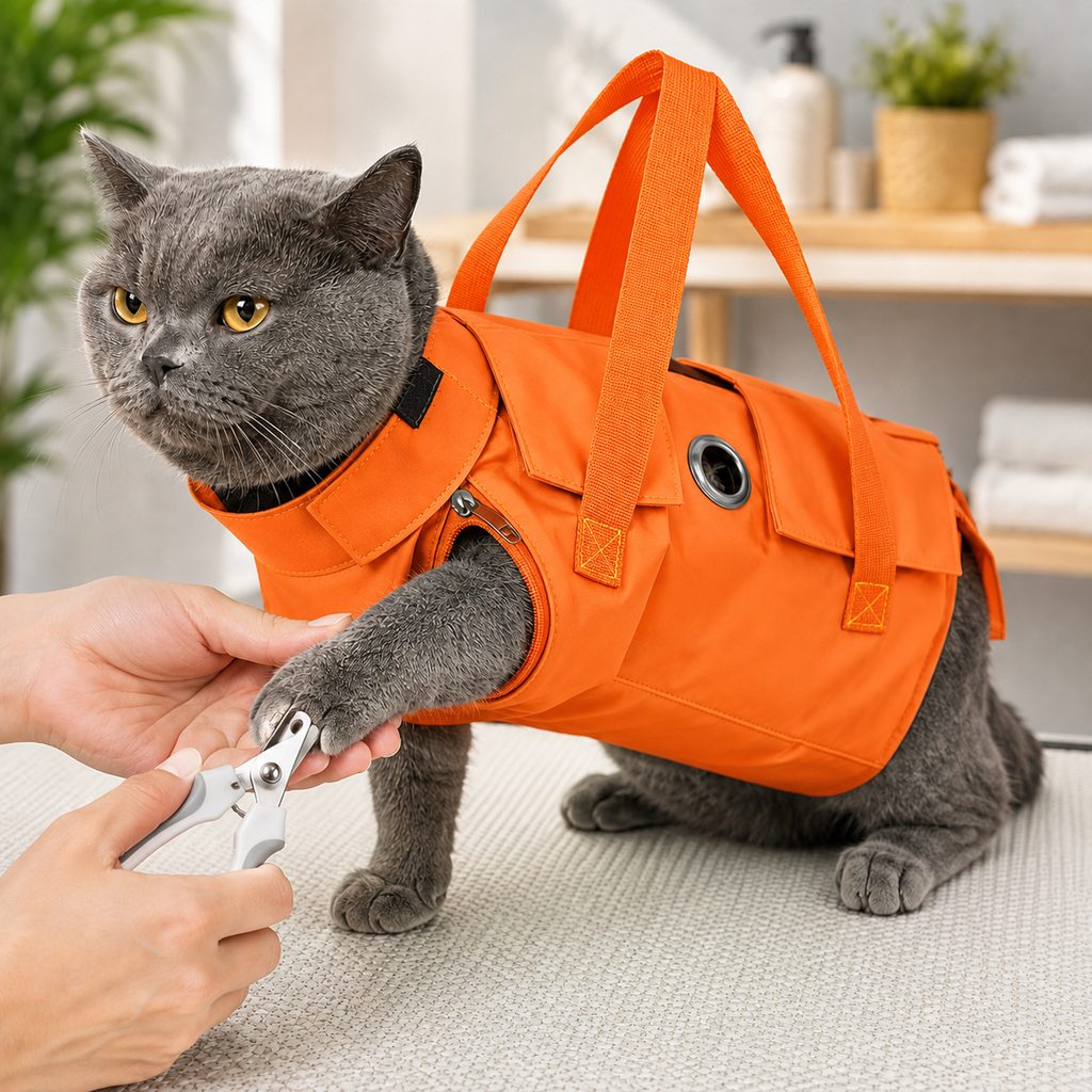 Multi-Use Cat Carrier and Grooming Bag with Paw Access