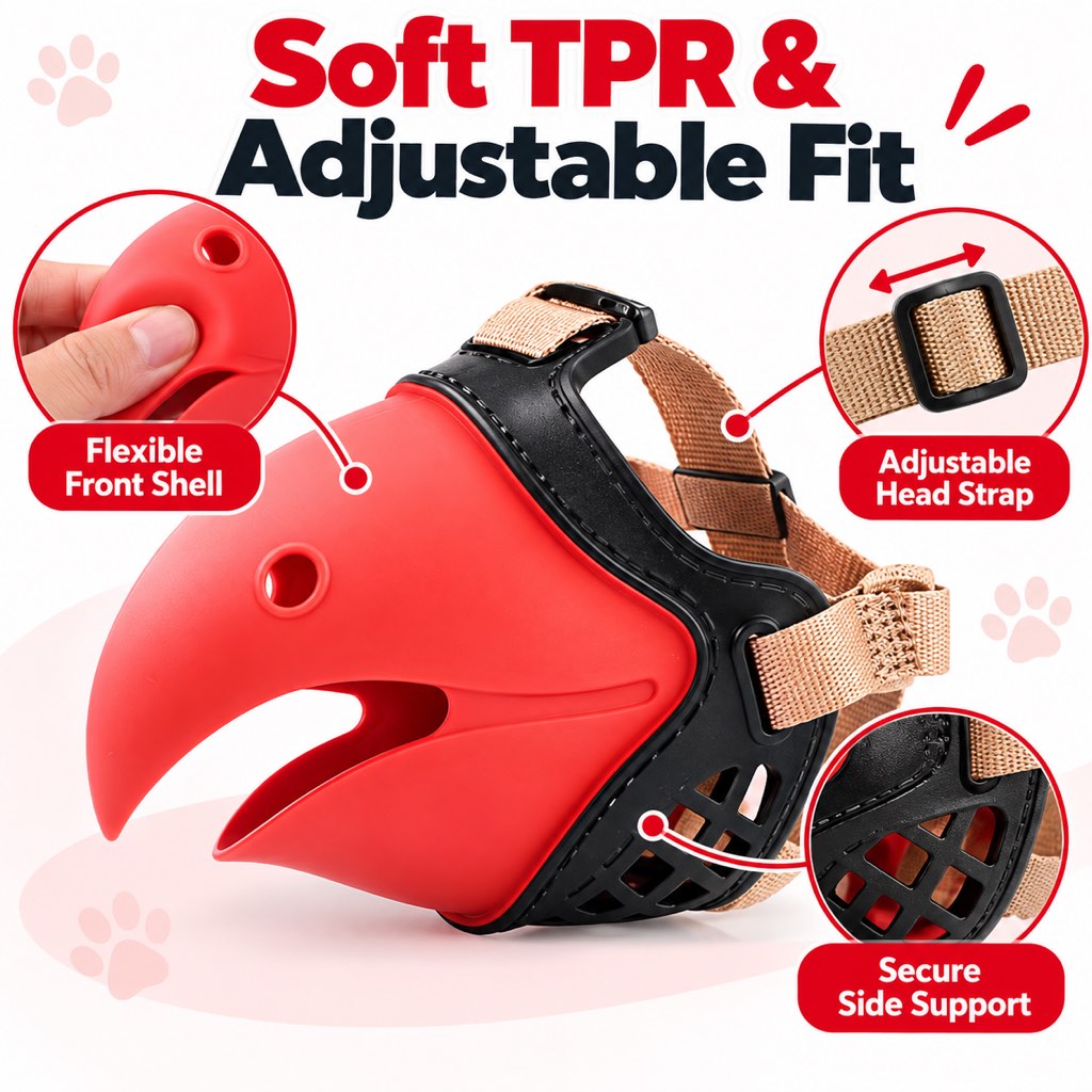 Adjustable Parrot Beak Dog Muzzle for Walks